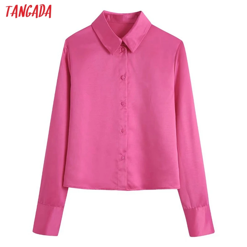 

Женская укороченная рубашка в стиле ретро, с длинным рукавом