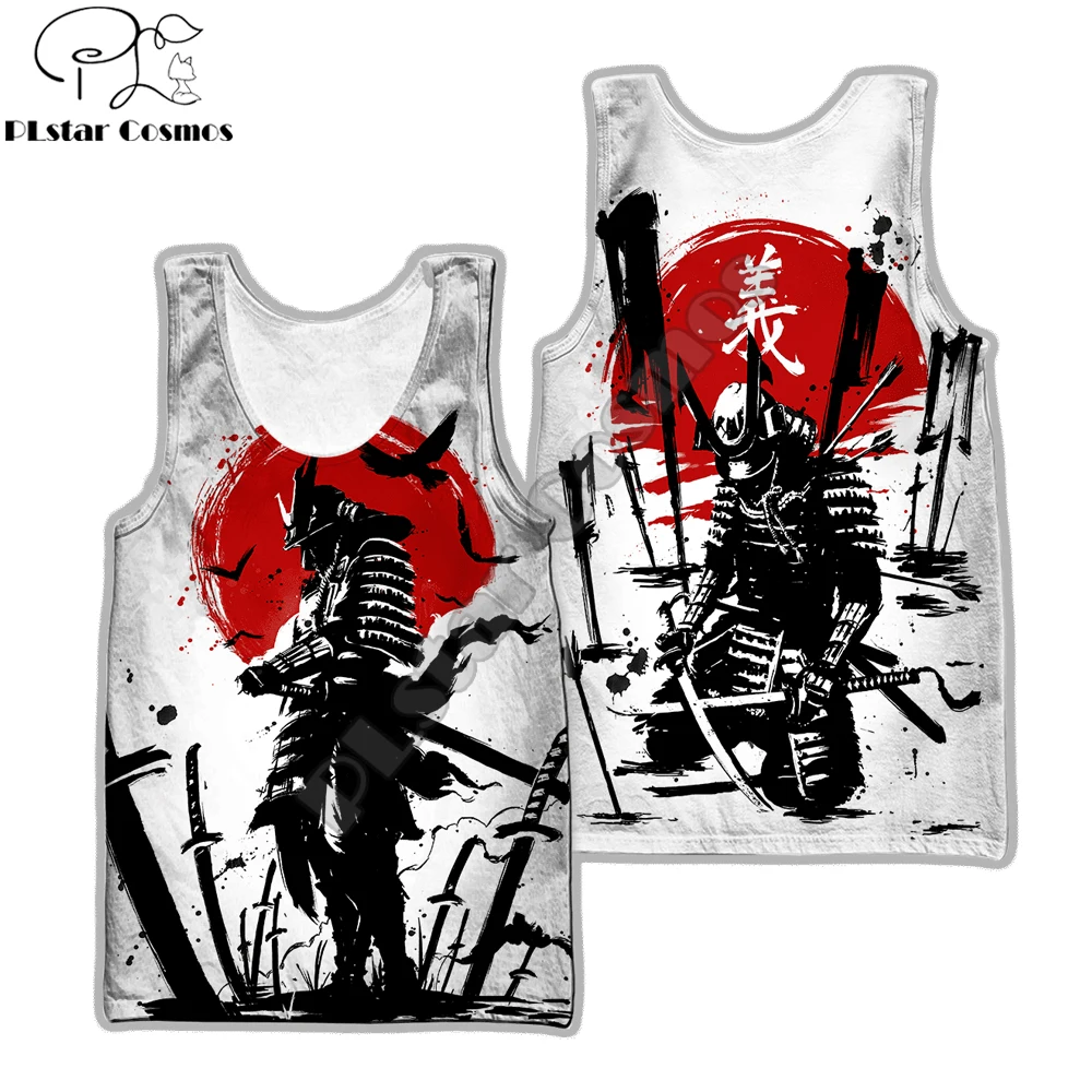 

Samurai Oni Mask Tattoo 3D All Over Printed Men vest Summer Harajuku Sleeveless T-shirt Unisex Casual Polyester Tank Tops BX-63