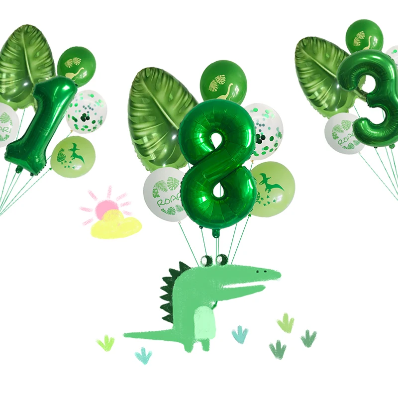 

6pcs/lot 12/32inch Dino Birthday Balloons Dinosaur Jungle Wild Animal Party ROAR Latex Balloons Kids Birthday Party Air Balloon