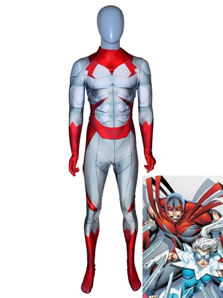 Superhero Cosplay Costume Hawk and Dove Comic jumpsuit Custom made |