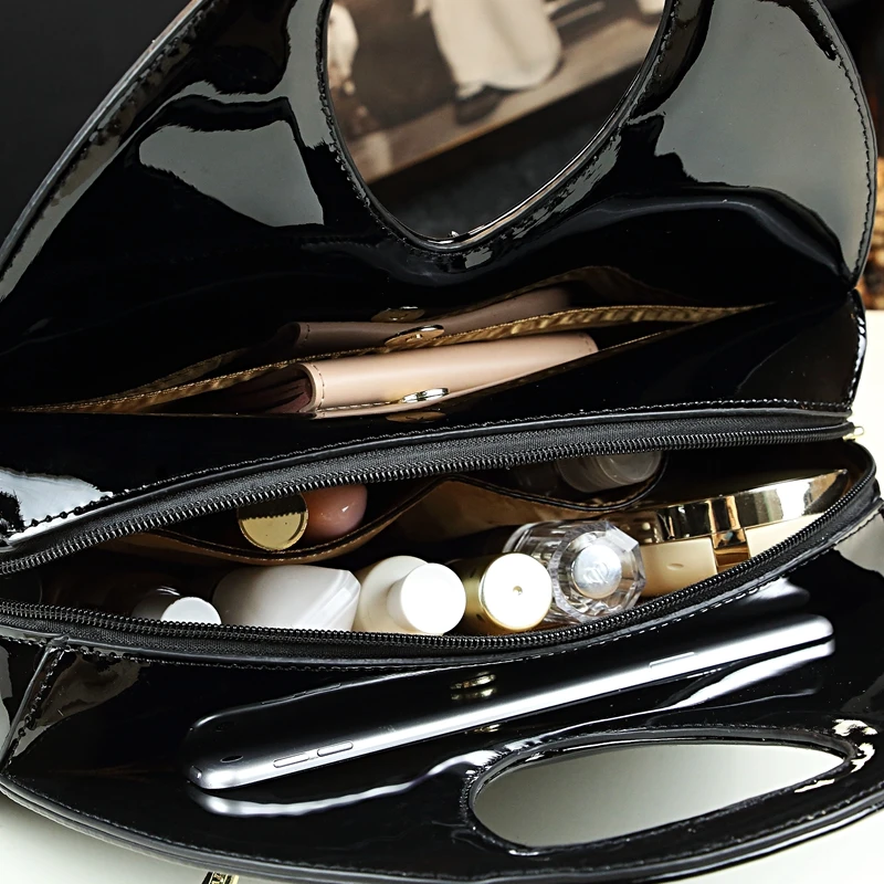 

Women's bag 2020 fashion luxury brand handbag designer high quality patent leather messenger bag panelled ladies office tote sac