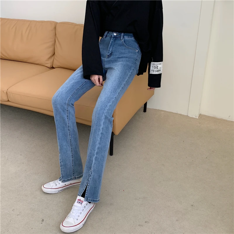 Женские джинсовые брюки Yedinas прямые джинсы с высокой талией для женщин синие