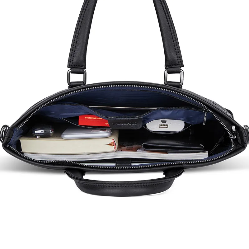 Men's Briefcased Genuine Leather Bag Luxury Fit 14inch Laptop Bag For Document A4 Breifcase Shoulder Bag PL203059