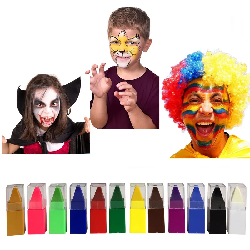 12 Цвет тела Краски Пастель Косплэй вечерние Хэллоуин Рождество спортивного