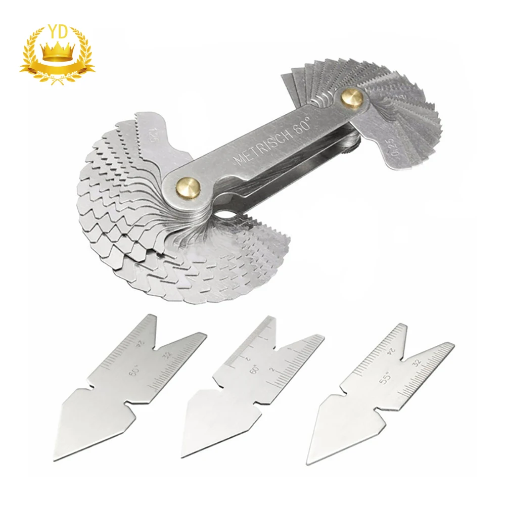 

60/55 Degree Thread Measuring Gauge Metric Screw Pitch Thread Plug Gage With Thread Turning Tool Gauge Center Gauge Angle YDHS