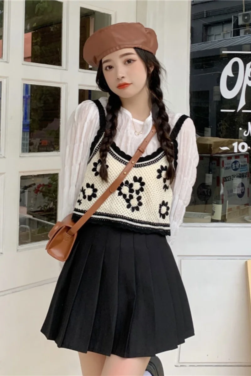 Корейский уменьшенный возраст жилет с трикотажной женской весной осенью 2021