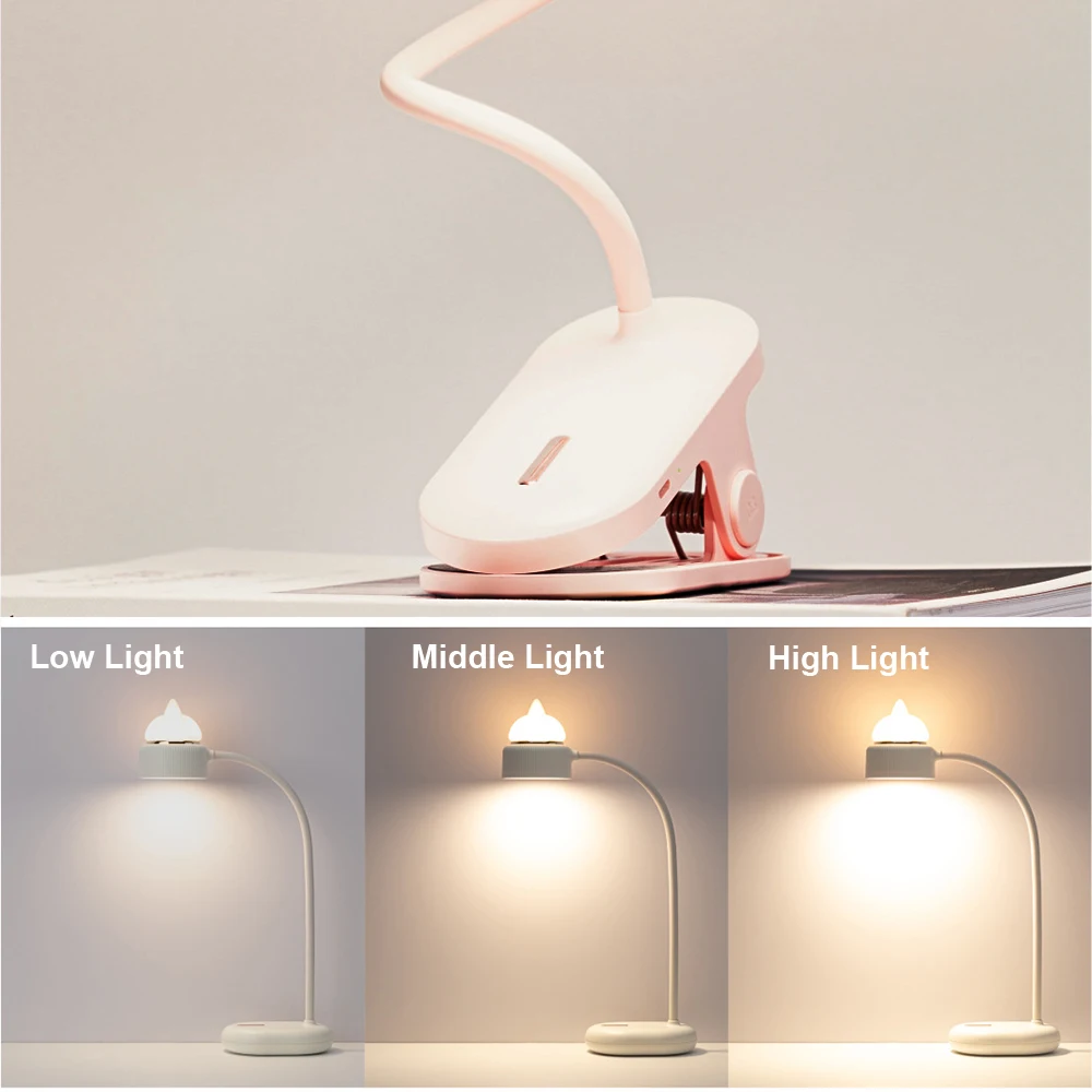 Светодиодная настольная лампа с зажимом ночник в форме кошки перезаряжаемая