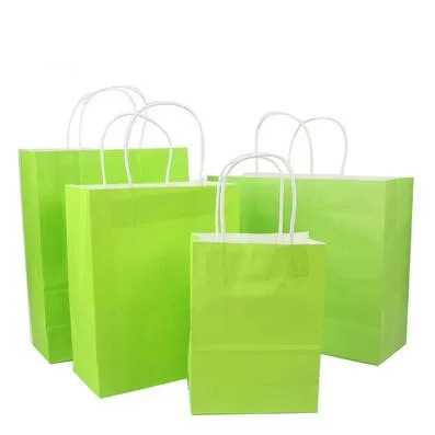 10 шт./лот праздничный Подарочный пакет из крафт бумаги зеленые пакеты для покупок