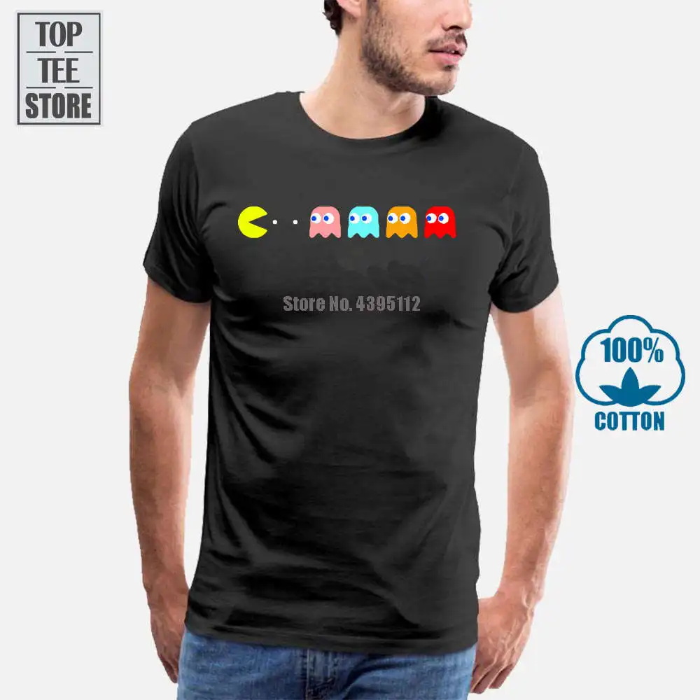 Рубашки Homme Новинка 2017 Новые забавные новые ретро игры C64 Pacman & Ghosts Atari видео крутые