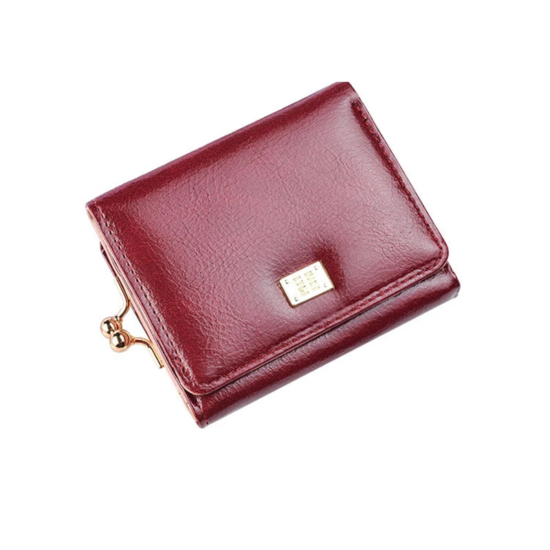 2019 женские кошельки в три сложения с карманом для монет розовые из искусственной