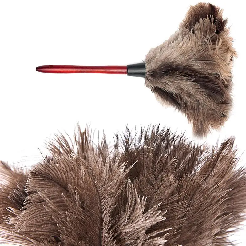 

New 40cm Ostrich Natural Feather Duster Brush Wood Tool Handle Cleaning Household Cleaner Furniturer Dust Anti-static Car B0L4