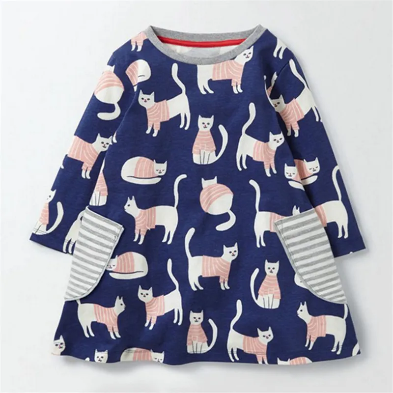 Jumping meters new designed girls dress kids cute cartoon spring autumn with printed two birds top quality clothing | Детская одежда и