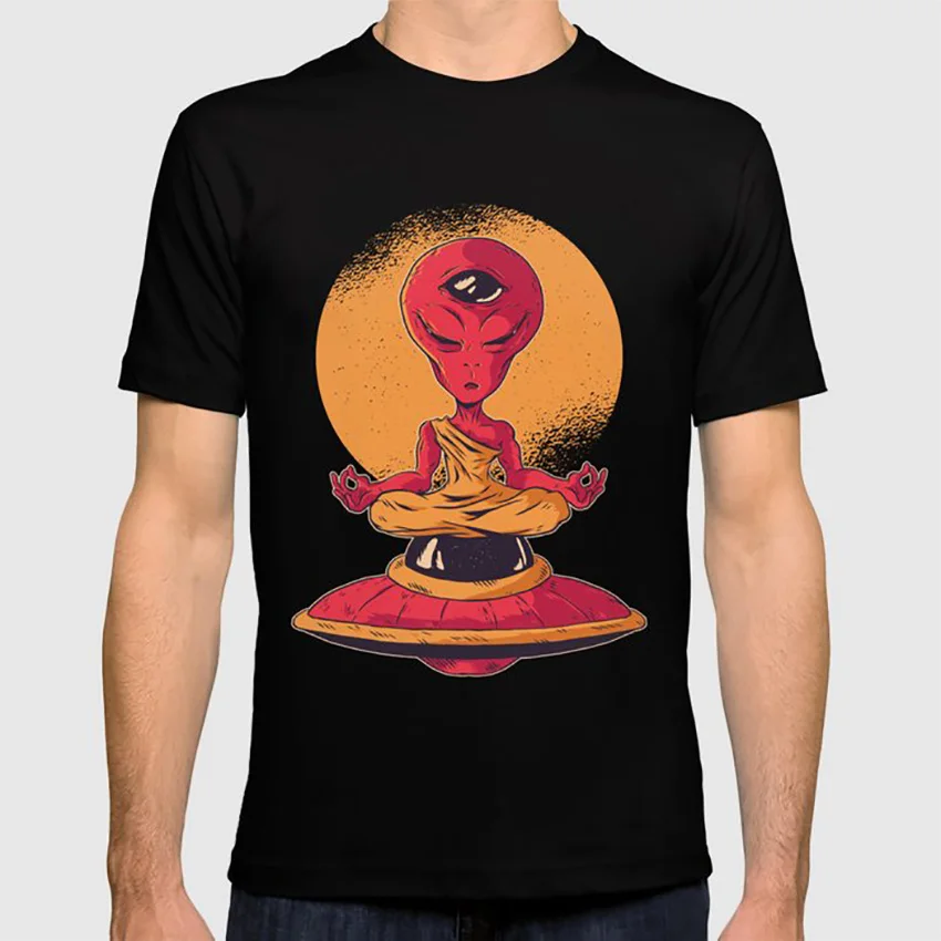 Инопланетянин медитирующая футболка медитация Йога Будда Буддизм буддийский