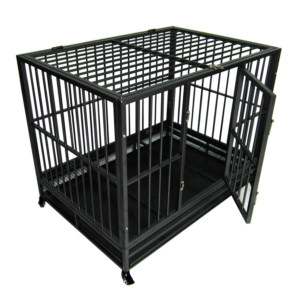

US Warehouse42" Heavy Duty Dog Cage Crate Kennel Metal Pet Playpen Portable with Tray Black