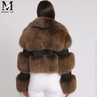 MAOMAOFUR Women Warm Real Fox Fur Coat Short Winter Fur Jacket Outerwear for Women Hot Promotion Natural Blue Fox Fur Coat