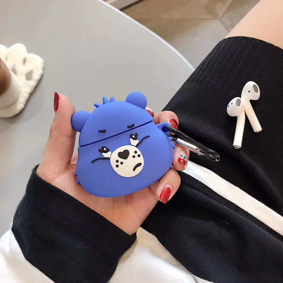 3D чехол для наушников для AirPods, силиконовый чехол, милый ins, медведь, собака, чехол для Apple Air pods 2, наушники/Earburd/Earpods, чехол, ремешок - Цвет: 758F