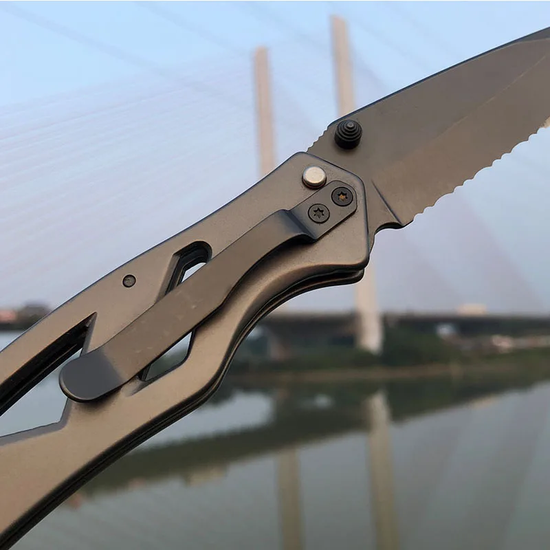 new gerber outdoor folding knife 9 baked steel sawtooth blade camping self defense kitchen fruit appliance sport edc tools free global shipping