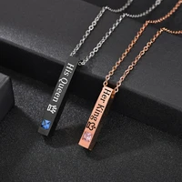 four sides engraving square pendant stainless steel zircon letter necklace new custom name necklaces gift jewelry for womenmen