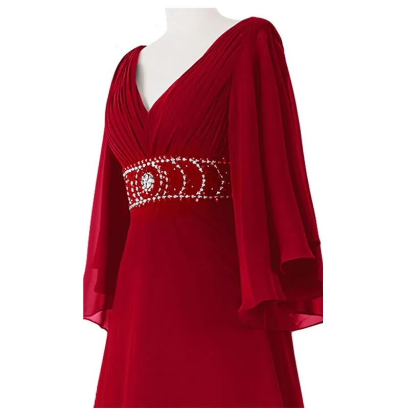 Платье ТРАПЕЦИЕВИДНОЕ для матери невесты с длинным рукавом и V-образным вырезом |