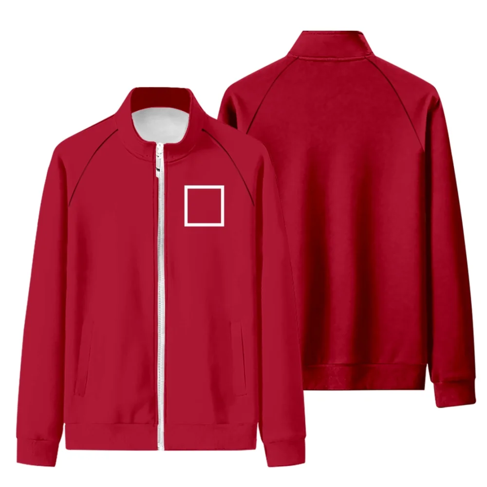 

Squid Game Zipper Sweatshirt Women Men Long Sleeve Stand Collar Jacket Unisex Casual Hoodies Streetwear Red Tracksuits
