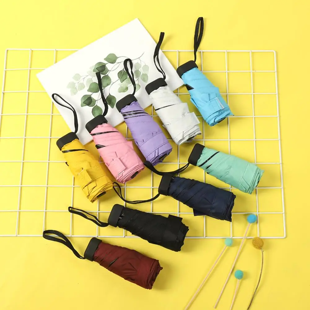 Карманный мини-Зонт от дождя для женщин ветрозащитные Прочные 5 складных