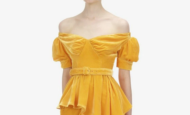 Женские наборы асимметричные Бархатные Топы с открытыми плечами и юбка макси