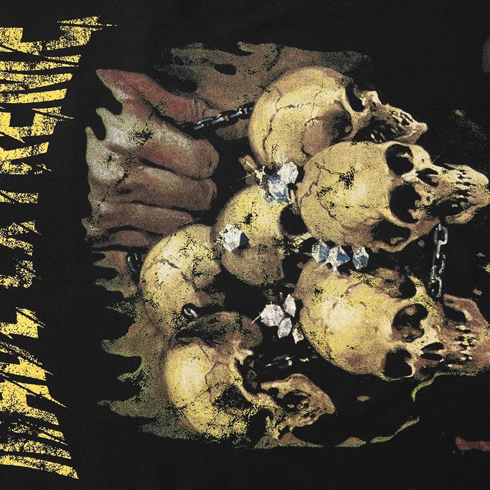

JING ZHE Punk Rock T Shirt Men Horror Skull Skeleton Print Tshirts Retro Gothic Short Sleeve Men's Tee Shirts Hip Hop Streetwear
