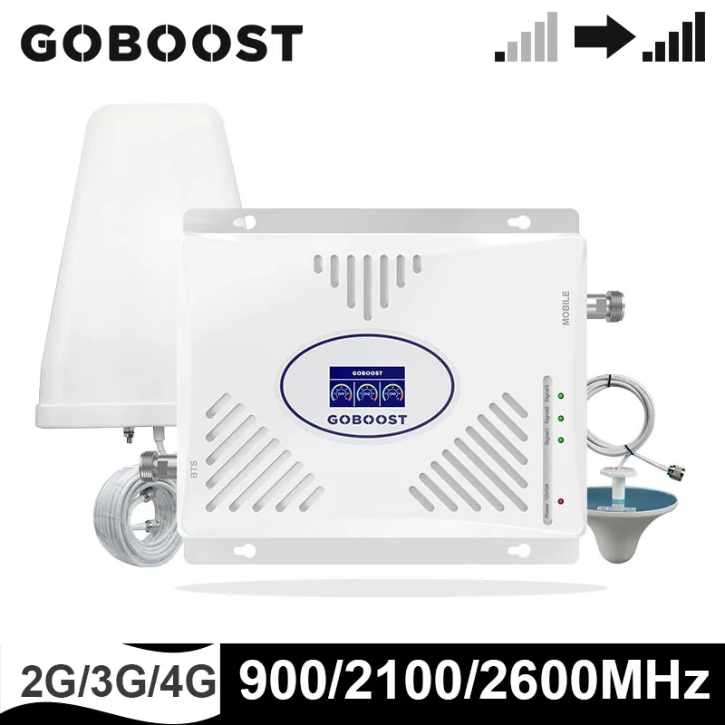 Трехдиапазонный усилитель сигнала GOBOOST 900 2100 2600 МГц повторитель мобильного
