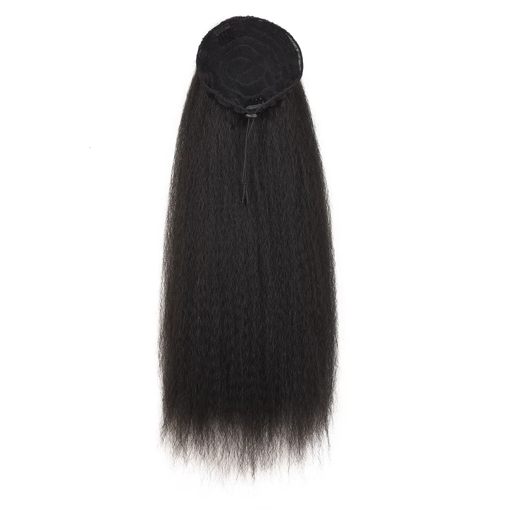 

Kinky Straight Ponytail For Black Women Synthetic Drawstring Afro Yaki Hair Extensions 21.6Inches Long Hair ponytail