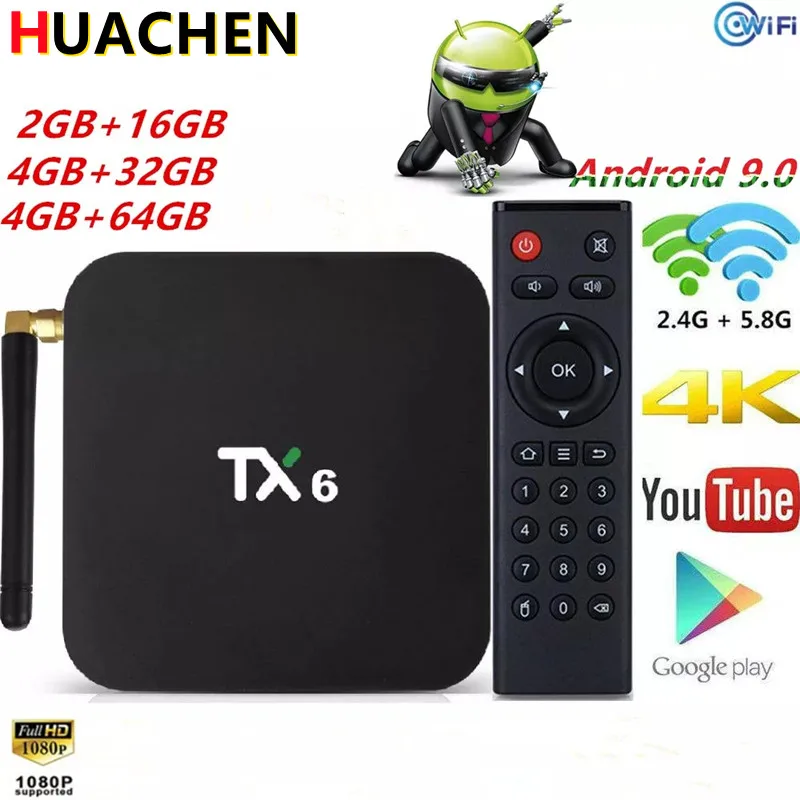 TX6 Android 9 0 ТВ приставка Allwinner H6 Четырехъядерный 4 Гб 64 USB3.0 двойной Wifi BT HDR 4K HD