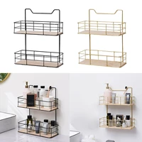 minimalist bathroom iron storage shelf 2 layer punch free baskets alblums toiletries towels cosmetics organization holder