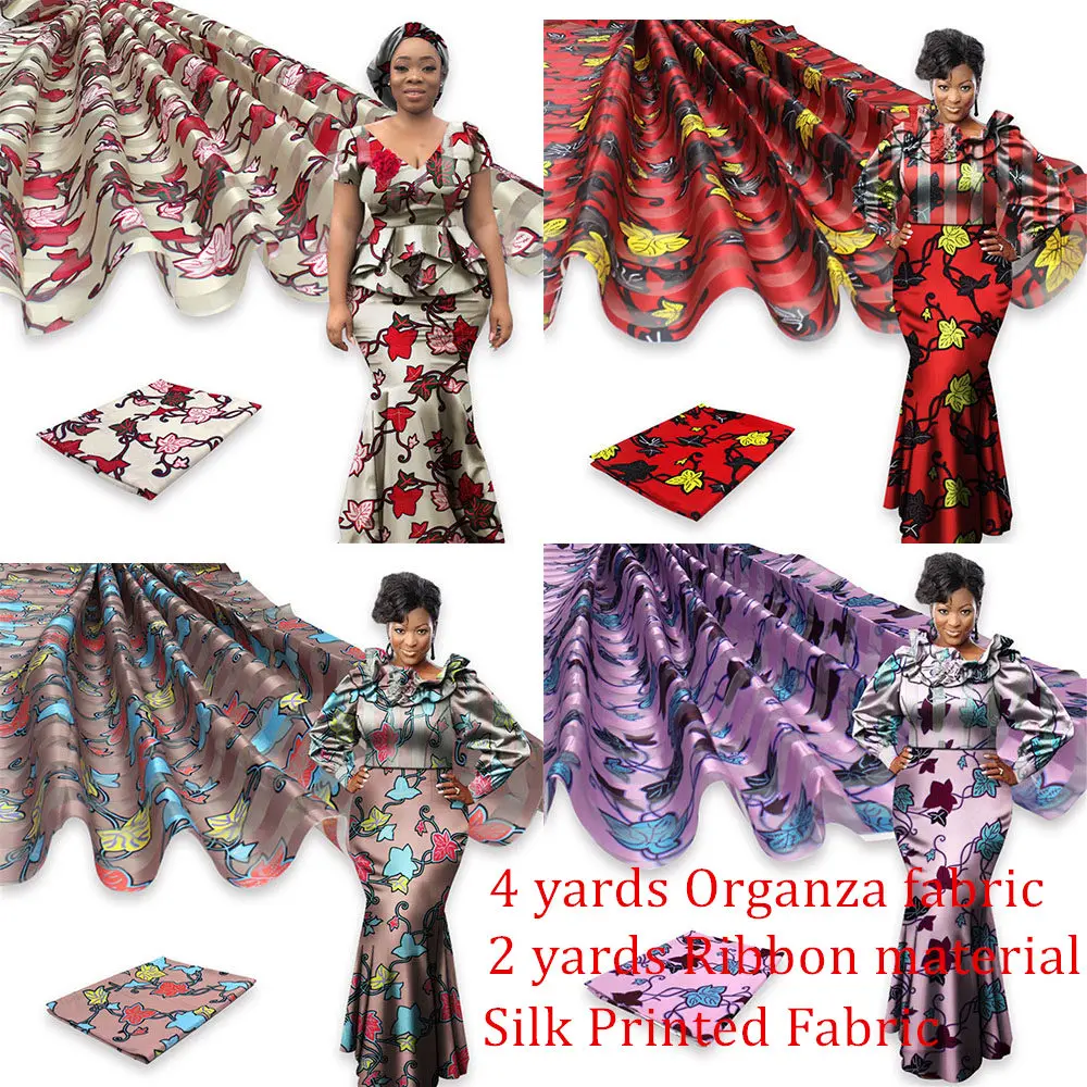 4 ярда ткань органза с вышивкой из шелка принтом в полоску вощенной ткани