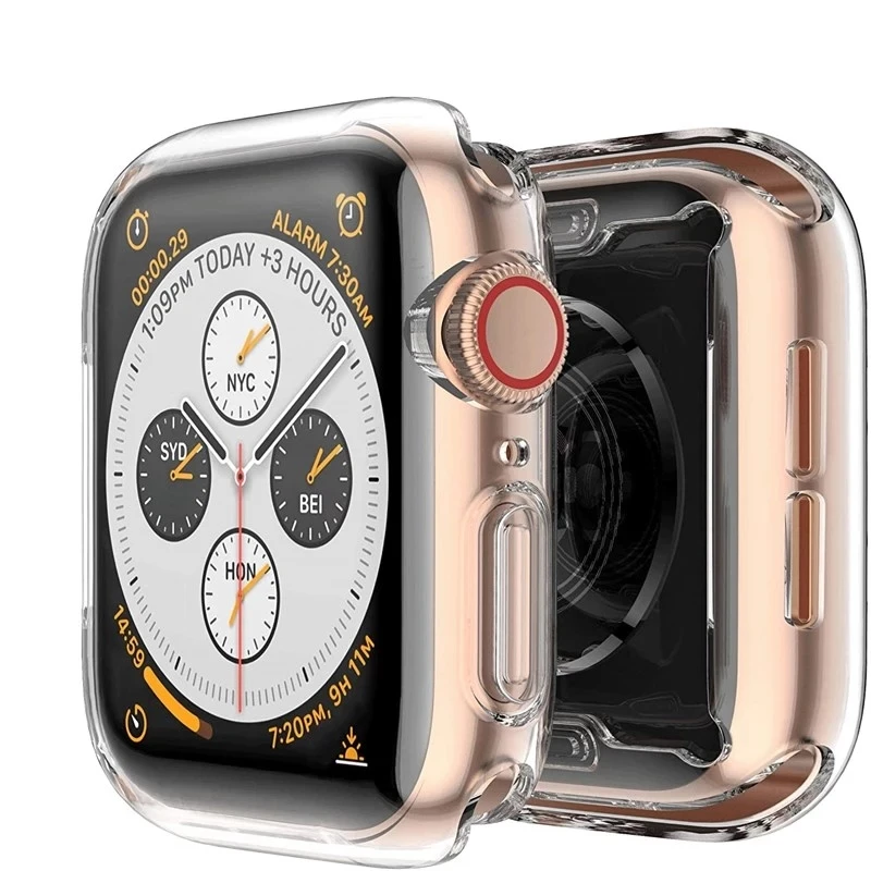 Transparent Cover for Apple Watch 6 SE 5 4 3 44MM 40MM 360 Full Soft Clear TPU Screen Protector Case for iWatch 3 2 1 38MM 42MM watch case ultra thin plated watch case for apple 4 3 2 1 42mm 38mm soft transparent tpu cover for iwatch 5 44mm 40mmaccessories