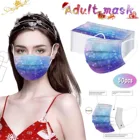 50PCs Christmas Chic Snowflake Printed Disposable Mask Adult Unisex Dustproof Breathable 3-Layer Protective Masks Masque Adulte