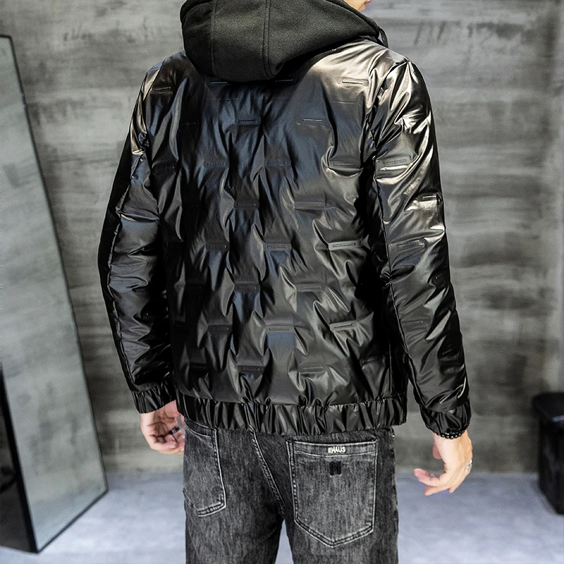 Winter men jacket 80% white duck down new glossy light down jacket fashion trend   thickened white eiderdown warm coat hot style