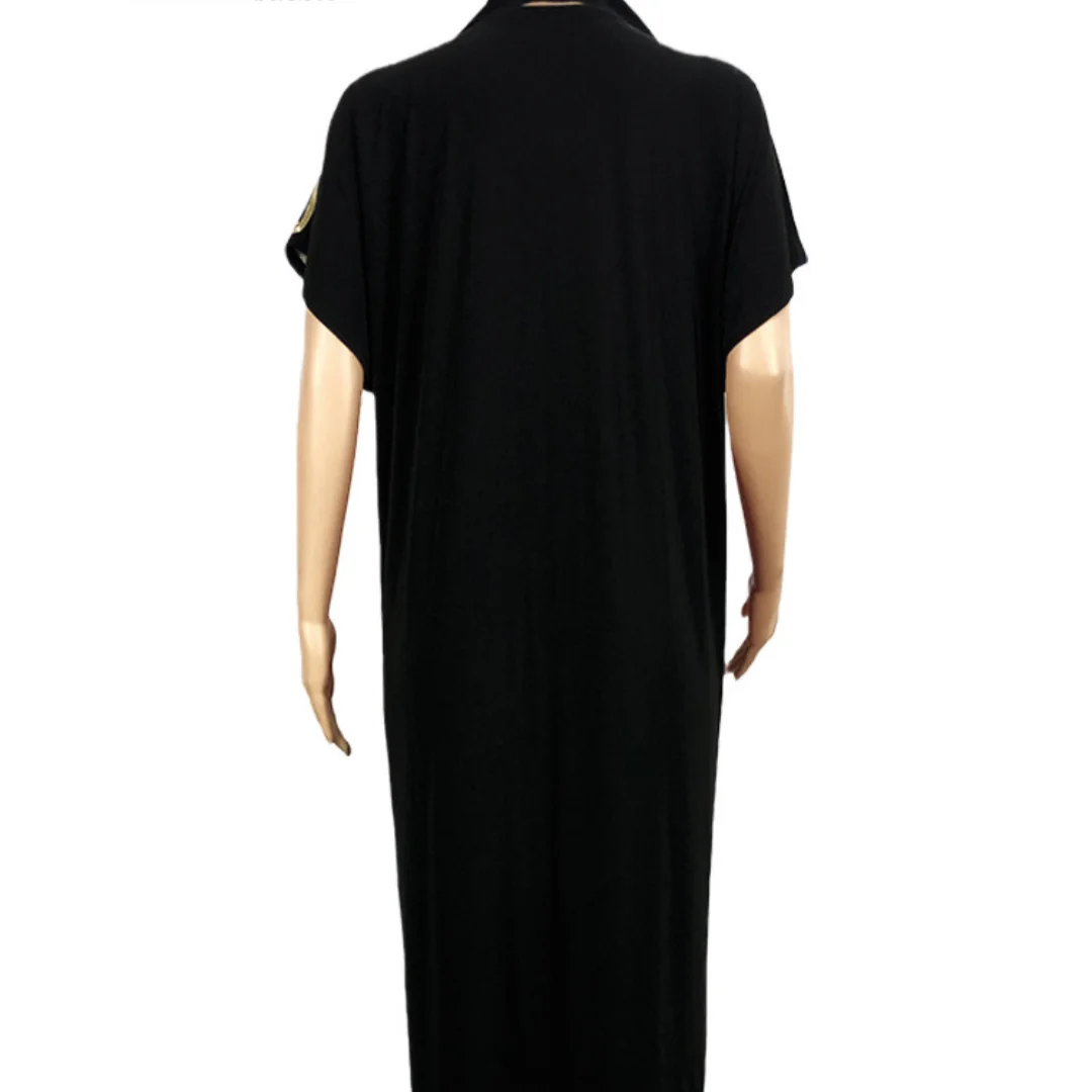 

2021 New Muslim Islamic Black Embroidered Ice Silk Comfortable Women's Dress with A Ceremonial Prayer Dress Muslim Fashion