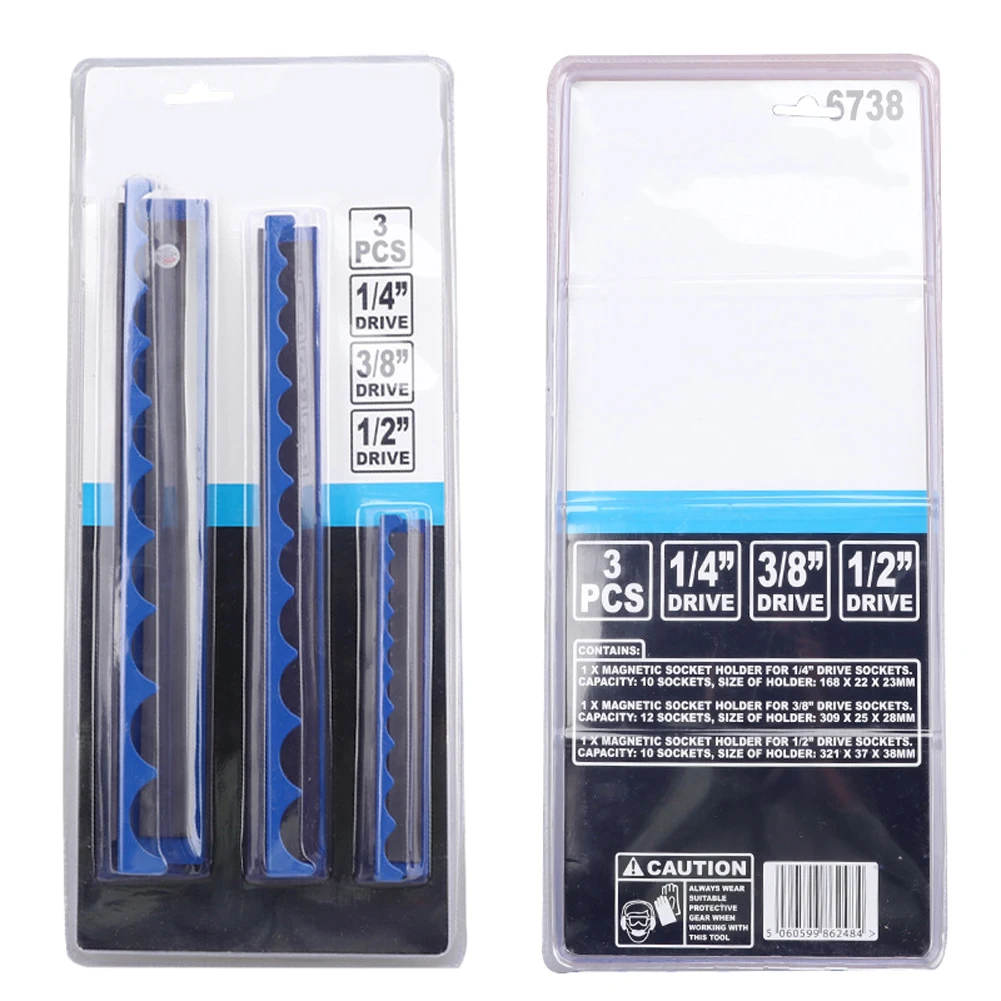 

3pcs Universal Socket Holder Chrome Vanadium Steel Magnetic Tool Storage Stand Practical Storage Holder