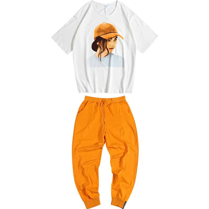 Женские свободные футболки и брюки размера плюс комплект из двух предметов