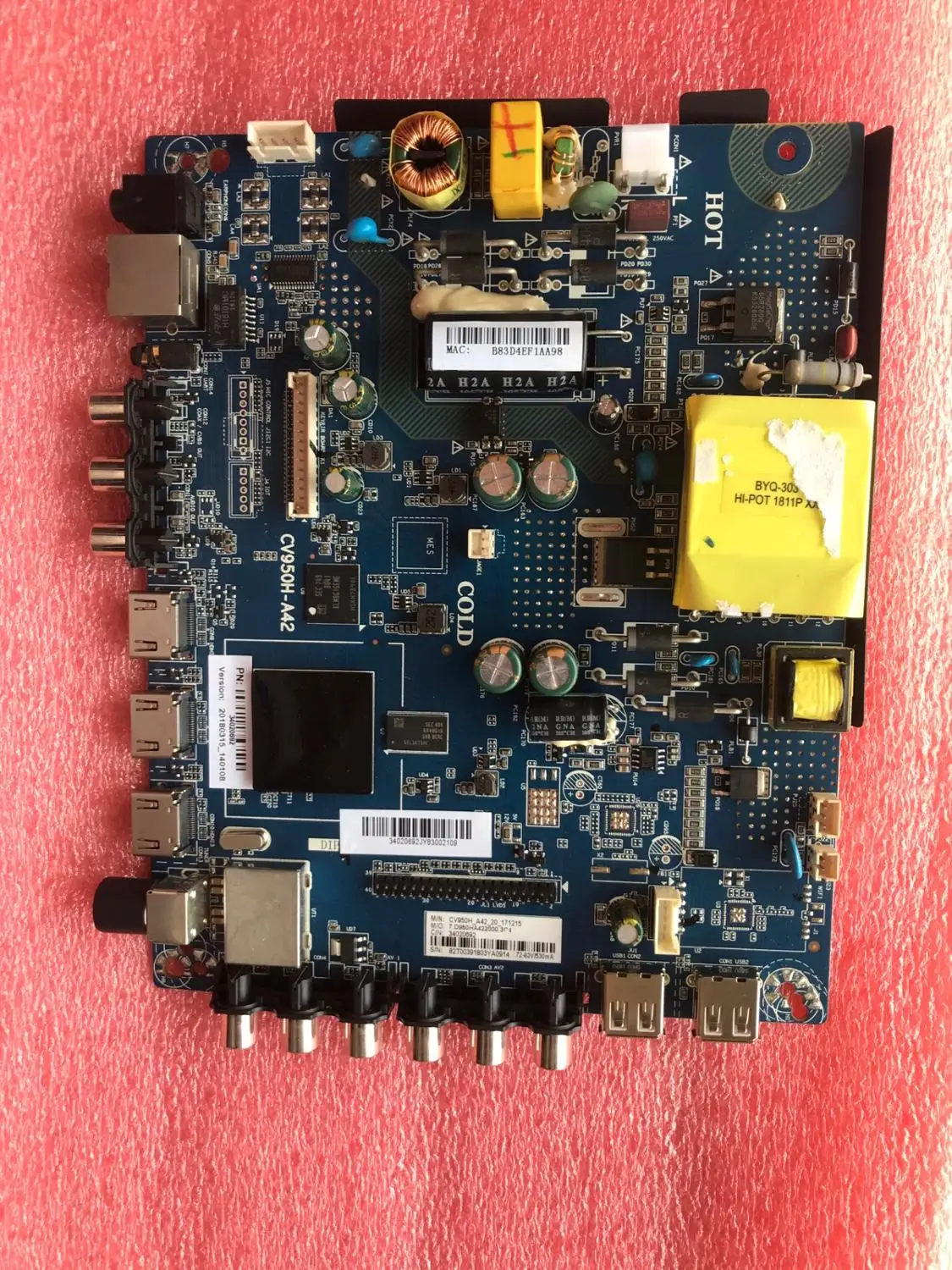 

Original CV950H-A42 model quad-core Android smart WiFi LCD TV motherboard tested well 42 55