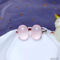 kjjeaxcmy fine jewelry s925 sterling silver inlaid natural rose quartz new girl popular ring support test chinese style