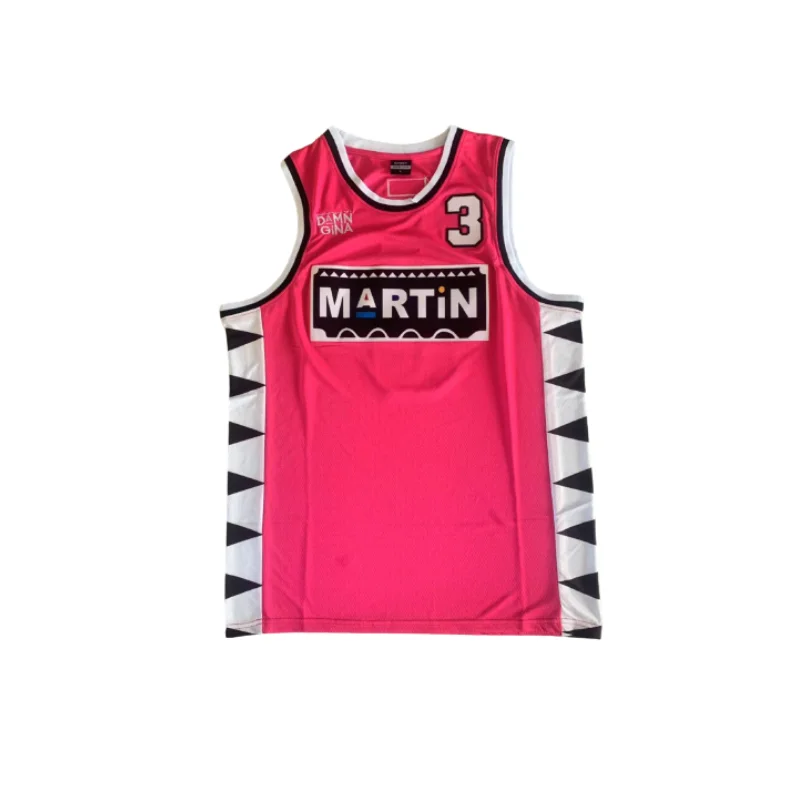 

BG basketball jerseys MARTIN 3 GINA Embroidery sewing Outdoor sportswear Hip-hop culture movie PINK summer