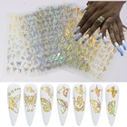 Голографические лазерные наклейки для ногтей с бабочками моделирование бронзирование 3D трехмерный Гель-лак наклейка для ногтей художественное украшение TZ0291
