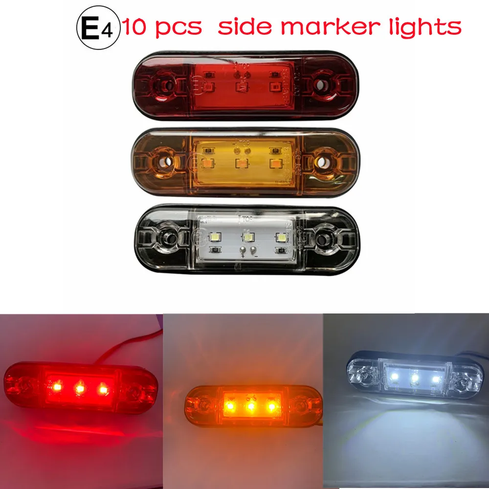 

10 Pcs Side Marker Lights 3LED Truck Side Light 10-30V Truck Tail Light Bar Side Light MK-327 3color MK-327 Red/yellow/white