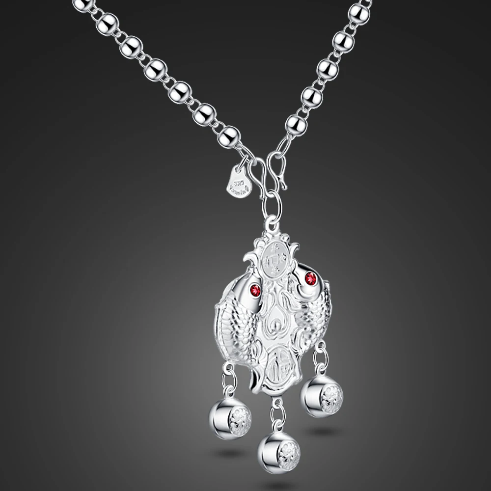 

Женское ожерелье из серебра 100% пробы, с подвеской в виде рыбы