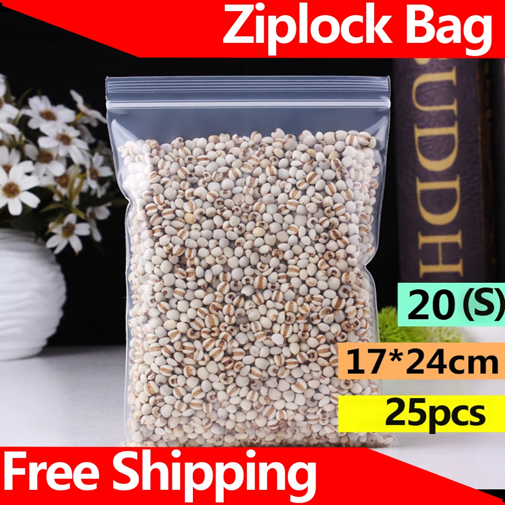 

Ziplock Bag Transparent Plastic Bag Plastic Packaging Bag 17x24cm Extra Thick 0.2mm PE Zipper Sealed Packaging Bag 25pcs