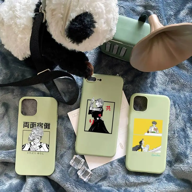 

Anime Jujutsu Kaisen Gojo Satoru Phone Case Candy Color for iPhone 6 7 8 11 12 s mini pro X XS XR MAX Plus