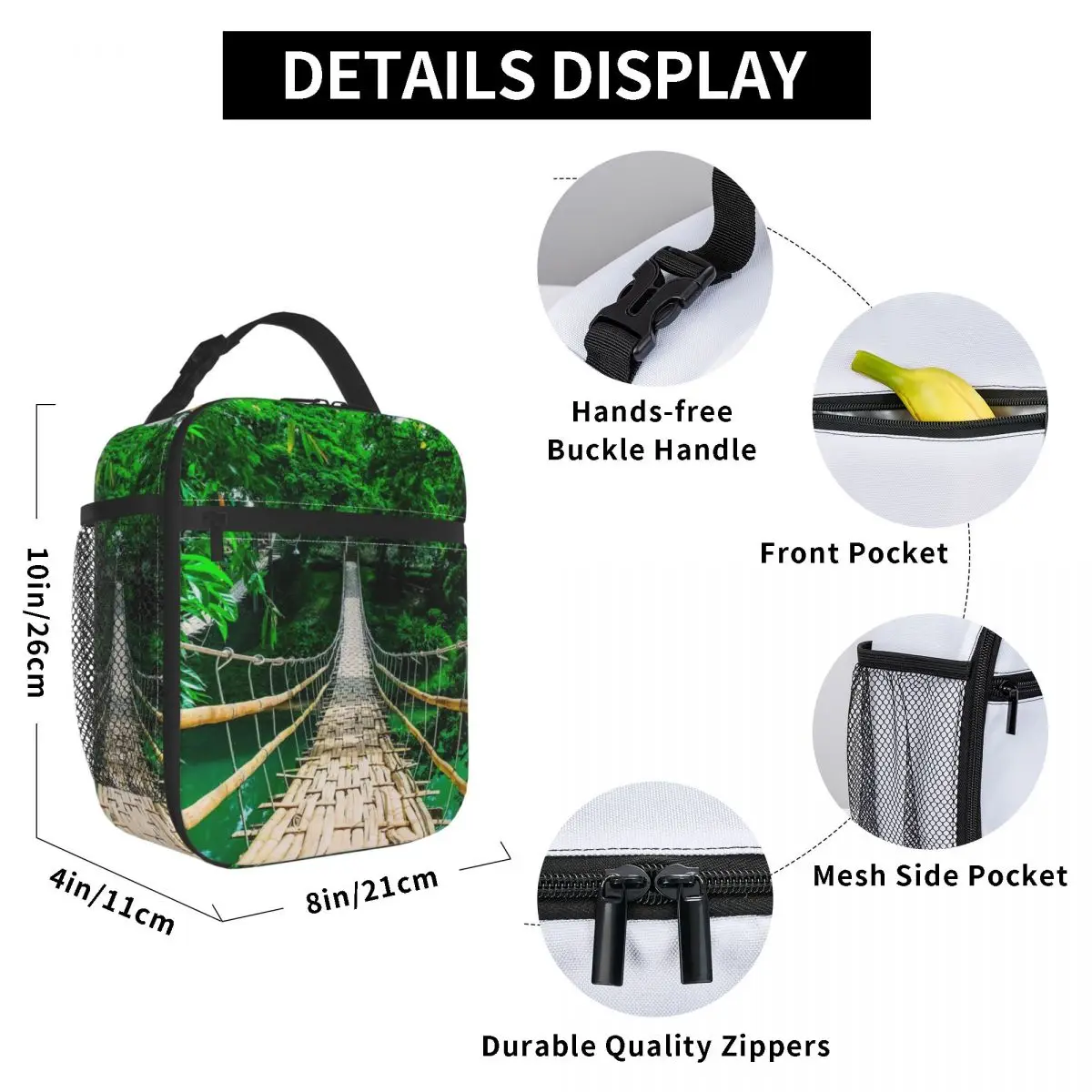 

Classique Jungle Lunch Bag for Women Men Large Insulated Lunch Box with Water Bottle Holder and Pockets