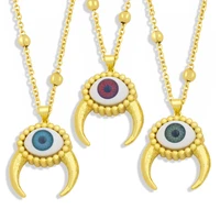 gold color chain evil eye pendant necklace bead copper resin cool gold plated necklace wholesale jewelry gift