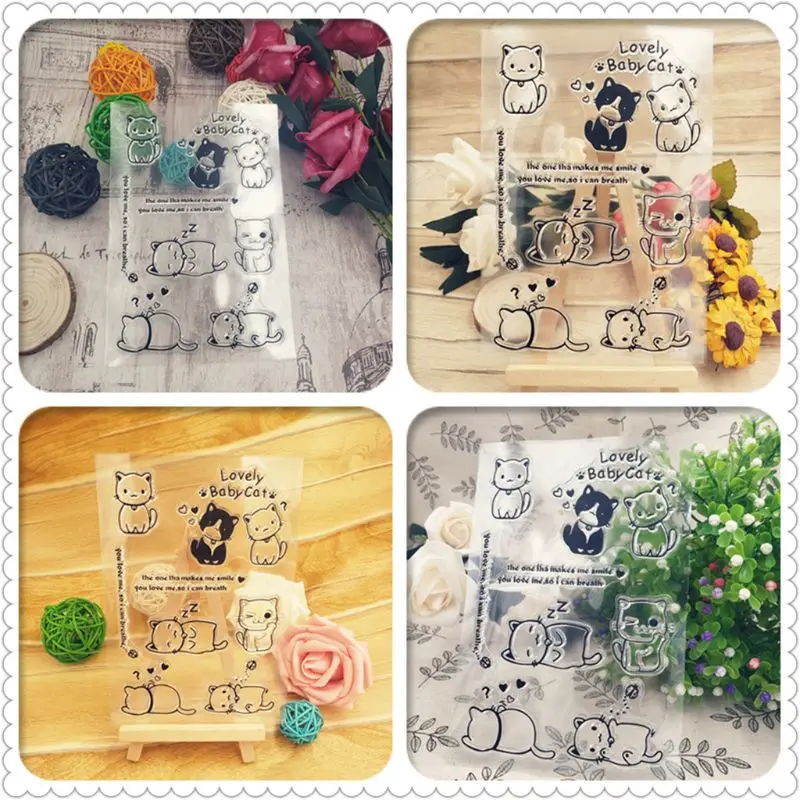 Прекрасный ребенок Кот силиконовый прозрачный печать штамп DIY Скрапбукинг