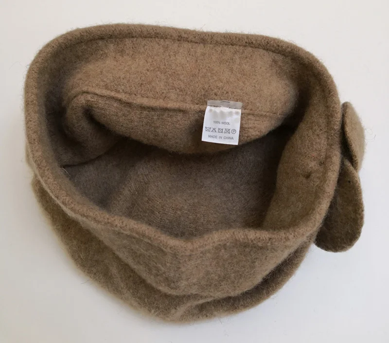 Женский фетровый берет из 100% шерсти зимний с цветочным принтом французский